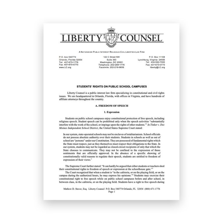 Students’ Rights On Public School Campuses (Liberty Counsel)