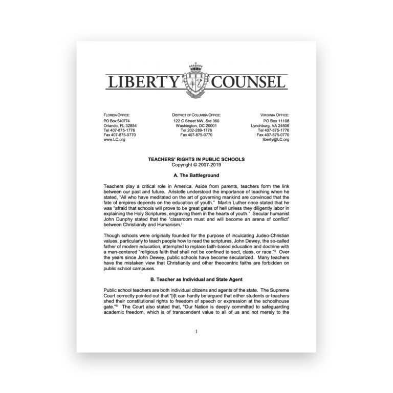 Teachers’ Rights in Public Schools (Liberty Counsel)